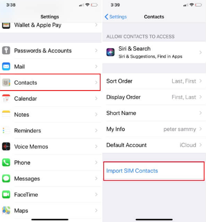Trasferisci i contatti da Samsung a iPhone utilizzando una scheda SIM