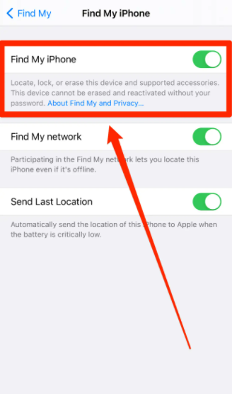 Disattiva Trova per nascondere la posizione su iPhone