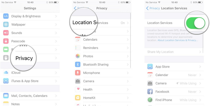 Attiva i servizi di localizzazione su Iphone