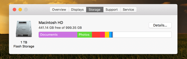 Controlla lo spazio disponibile su disco Archivio flash Mac