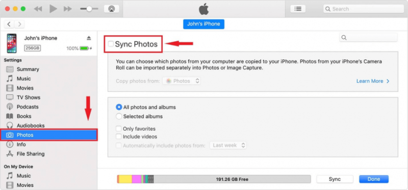 Trasferisci foto dal Mac all'iPad tramite iTunes