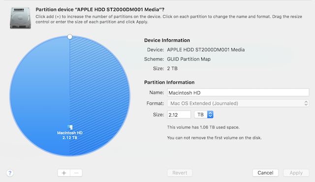 Mac Ridimensiona partizione con volume eliminato