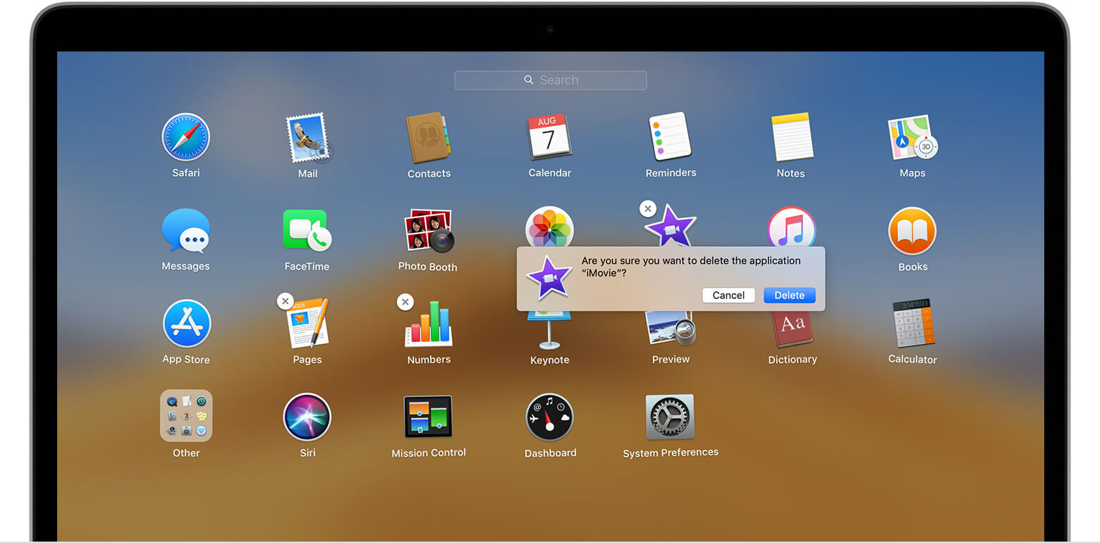 Disinstallare le app su Mac Launchpad