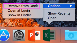 Disinstallare Microsoft Office Dock