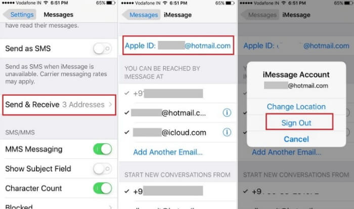 Esci e accedi a Imessage Iphone