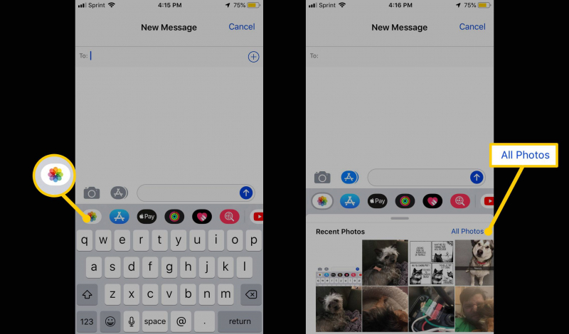 Utilizzo dei messaggi per inviare una GIF salvata all'interno dell'iPhone