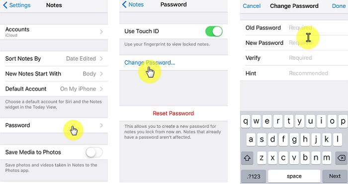 Change-iphone-note-passcord