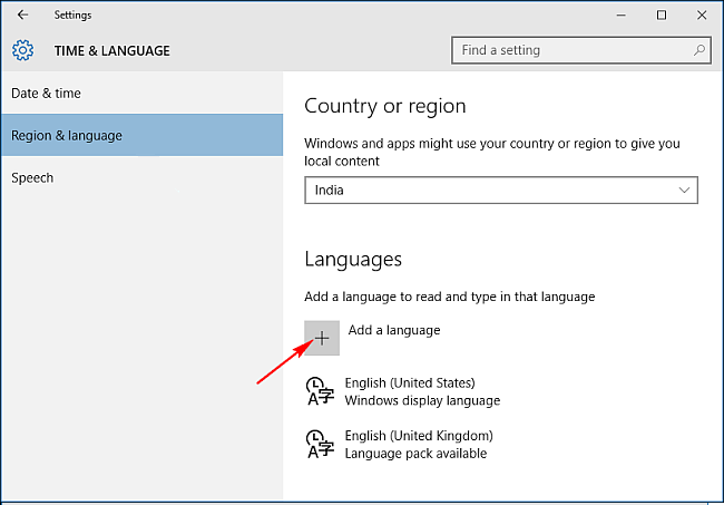 Aggiungi una lingua per cambiare la lingua di visualizzazione in Windows 10