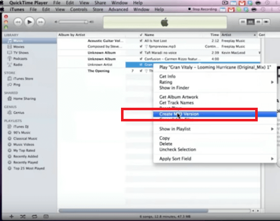 Converti AIF in MP3 usando iTunes