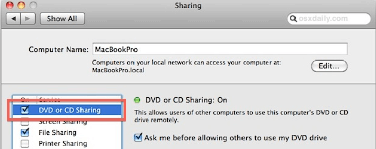Riproduci DVD su Macbook Air utilizzando Apple Remote Disc