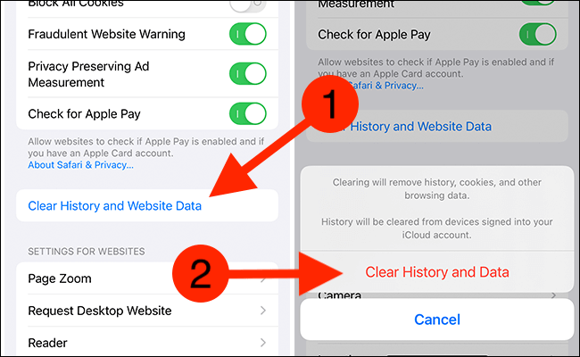 Cancella cronologia e dati del sito Web sul tuo iPhone