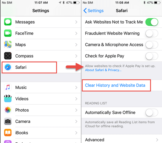 Elimina definitivamente la cronologia di Safari di iPhone