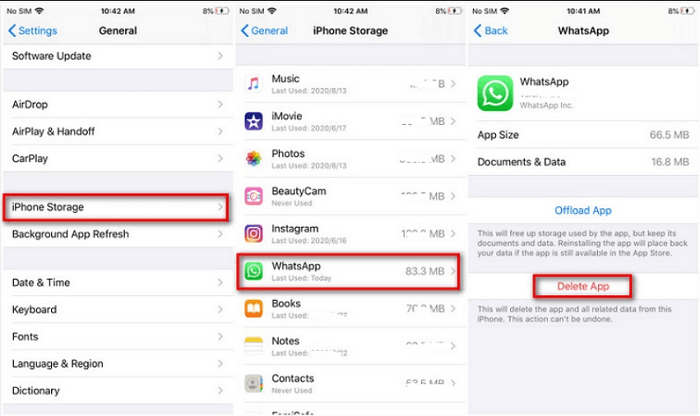 Come cancellare le cache di WhatsApp su iPhone utilizzando le impostazioni del tuo iPhone