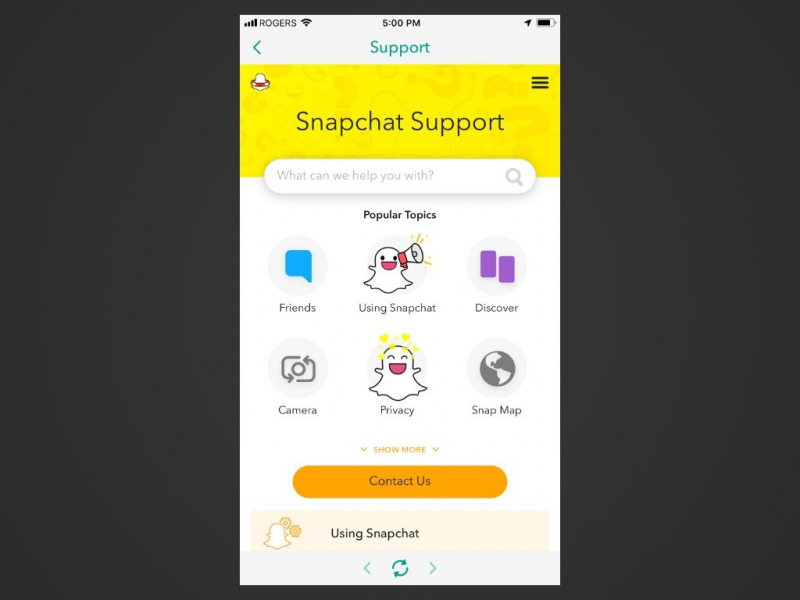 Recupera le foto Snapchat cancellate su iPhone contattando il team di supporto Snapchat