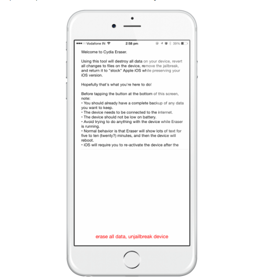Cancella iPhone e sblocca il jailbreak usando Cydia