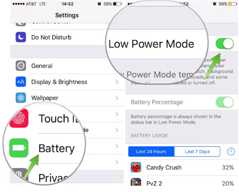 Disattiva la modalità di risparmio energetico per correggere le foto eliminate di recente su iPhone non verranno eliminate