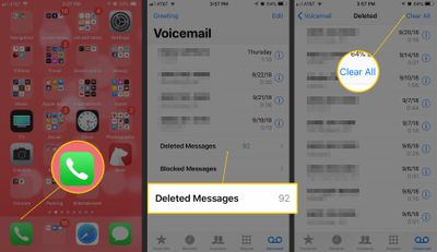 Cancella i tuoi messaggi di posta vocale eliminati su iPhone