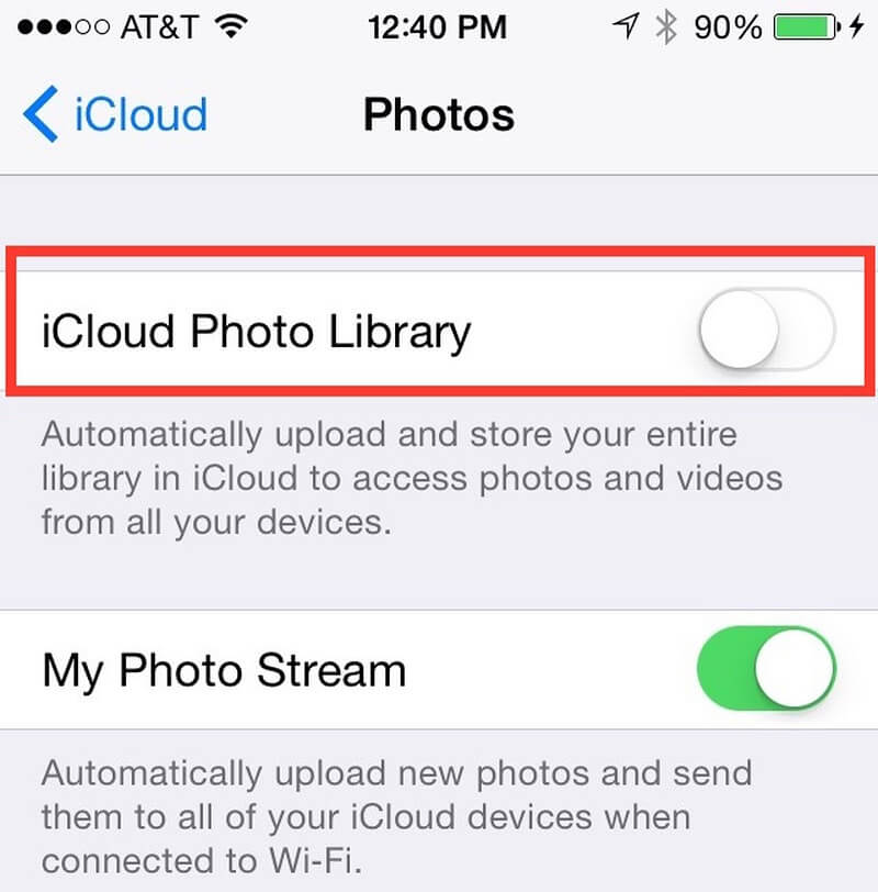 Disabilita la libreria di foto di iCloud quando iPhone non hai il permesso di eliminare questo elemento