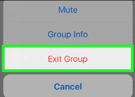 Elimina i messaggi WhatsApp dell'iPhone tramite l'uscita dal gruppo