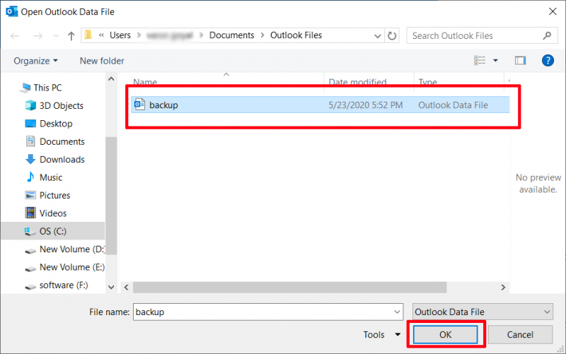 Crea un backup con lo strumento di riparazione di Microsoft Outlook