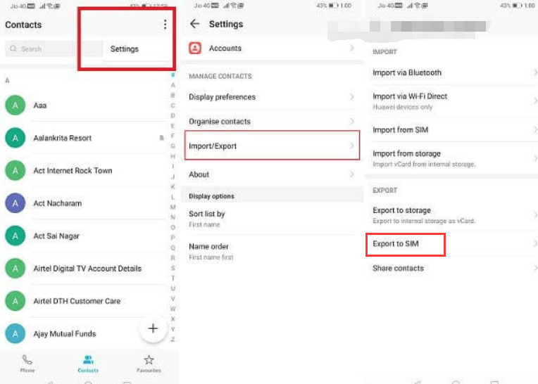 Trasferisci i contatti da Huawei a iPhone utilizzando una scheda SIM
