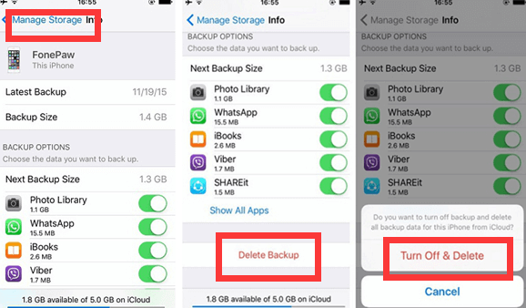 Elimina il vecchio backup iCloud da iPhone
