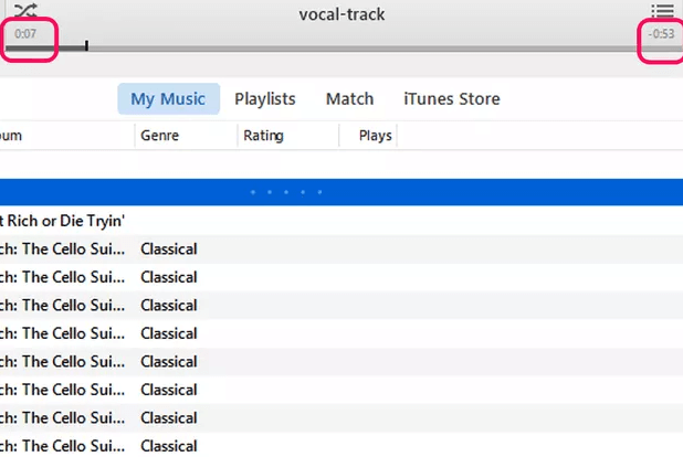 Taglia una canzone in iTunes usando la libreria di iTunes