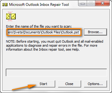 Ripara il file PST danneggiato da Outlook