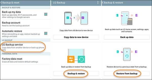 Recupera i dati utilizzando il backup LG