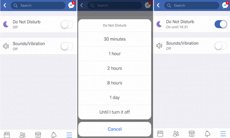 Disattiva le notifiche di Facebook Android tramite la modalità Non disturbare