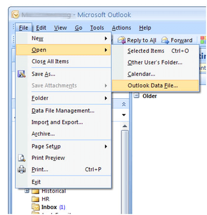 Apri il file di dati di Outlook per risolvere l'errore
