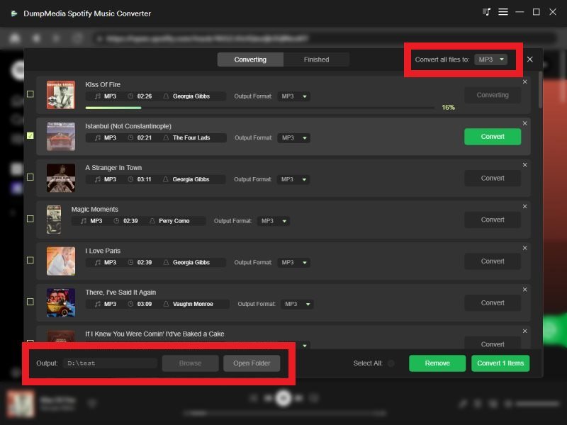 Il miglior strumento di conversione di musica Spotify: DumpMedia Spotify Music Converter: scegli le impostazioni di output
