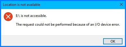 messaggio La richiesta non può essere eseguita a causa di un errore del dispositivo I/O