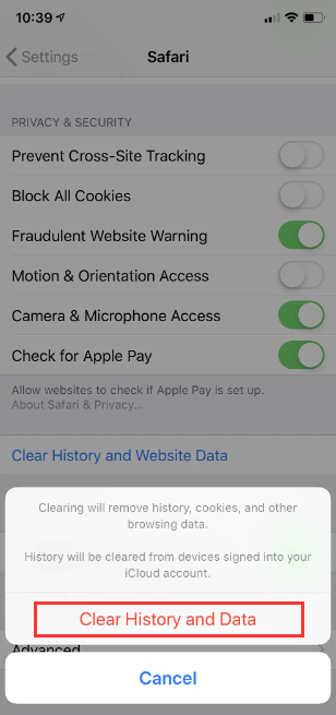 Eliminare i cookie su iPod Touch tramite Safari