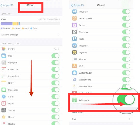 Esci e torna sul tuo account iCloud per correggere WhatsApp Il backup è bloccato allo 0%