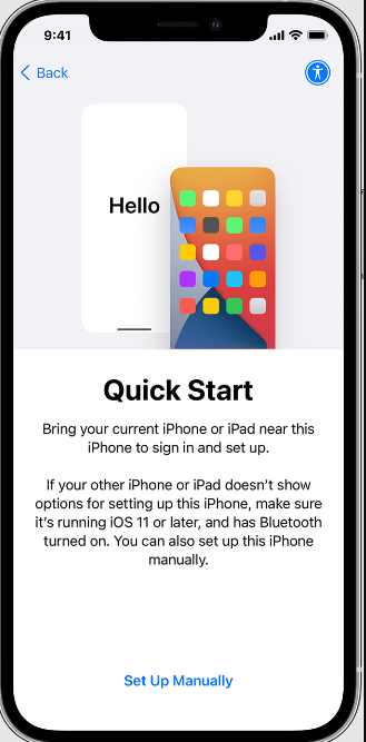 Usa Quick Start per trasferire i dati su un nuovo iPhone