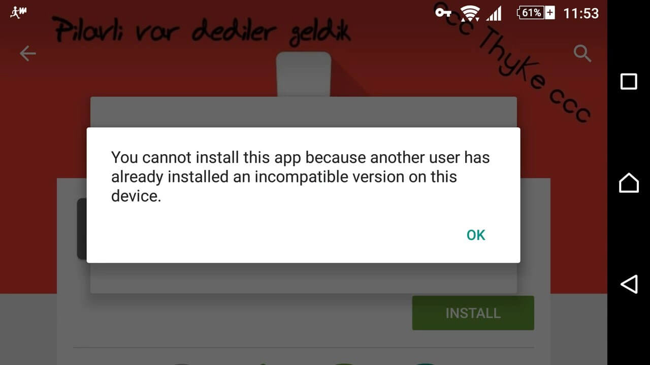 messaggio di errore che dice "l'app non è compatibile con tuo dispositivo"