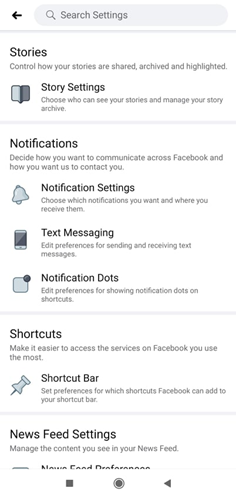 Disattiva le notifiche specifiche di Facebook Android