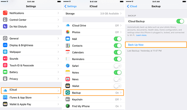 Attiva Icloud Backup