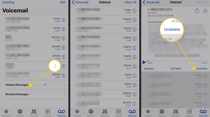 Recupera i messaggi vocali su iPhone