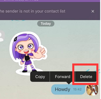 Elimina messaggi Viber specifici