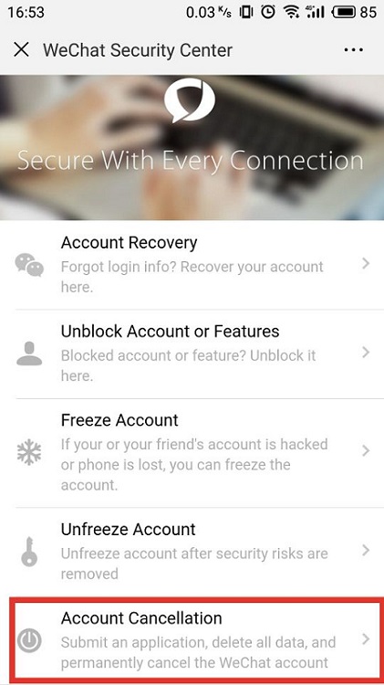 Come eliminare l'account WeChat