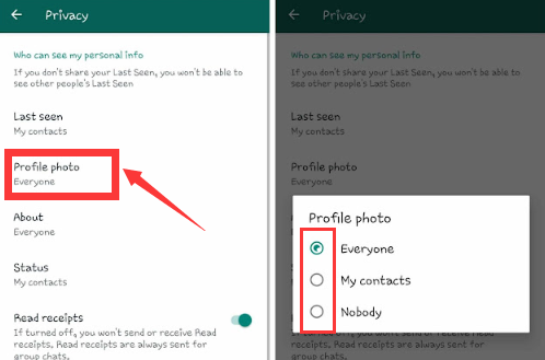Modifica le impostazioni sulla privacy della foto del profilo di WhatsApp per correggere lo stato di WhatsApp non visualizzato