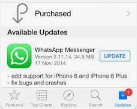 Aggiorna WhatsApp dall'App Store