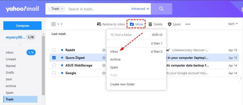Ripristino delle email cancellate dal cestino di Yahoo
