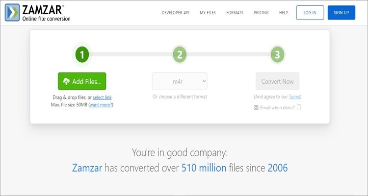 Converti MP3 in M4R con il convertitore Zamzar