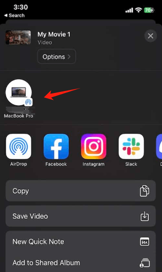 Airdrop iMovie da iPhone a Mac
