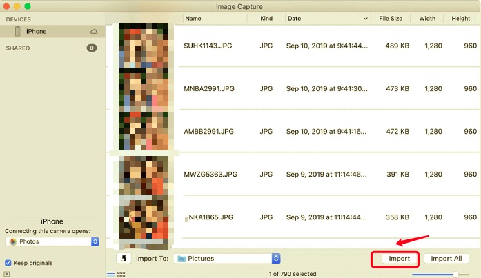 Importa foto da iPhone su disco rigido esterno tramite Image Capture su Mac
