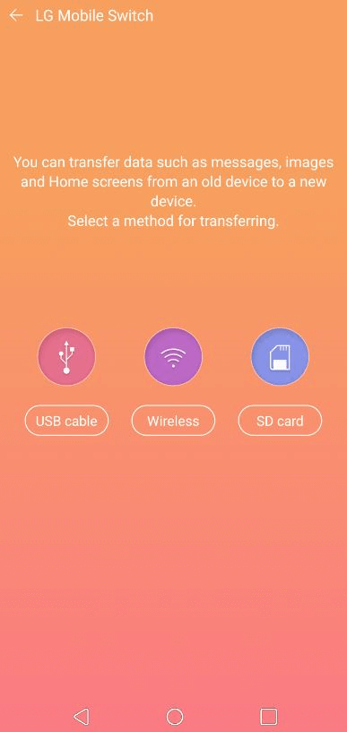 Trasferisci i dati tramite l'app LG Mobile swithc