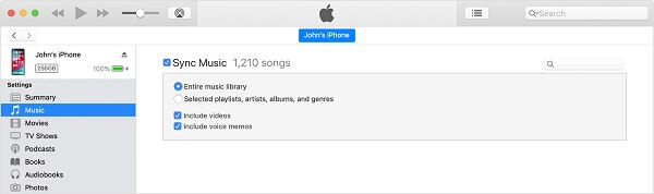 Sincronizza musica con Itunes